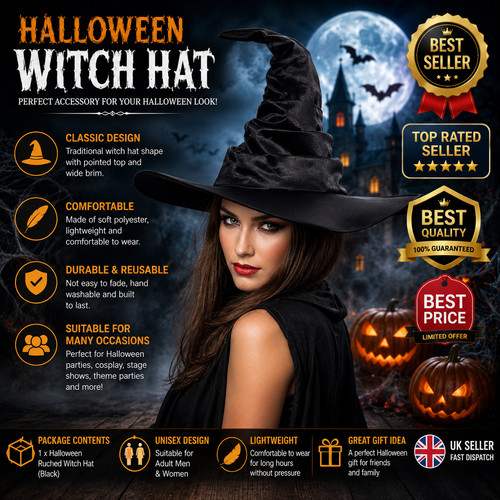 Halloween witch hat black - witch,