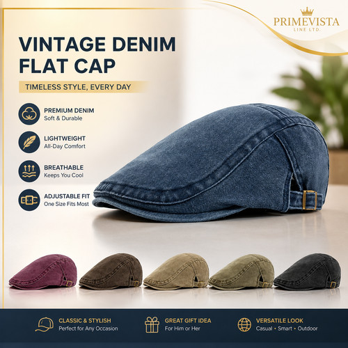 Men flat cap washed newsboy - cap,