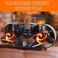 3.9in Height Small Log Burner Fan Stove Fan with Thermometer