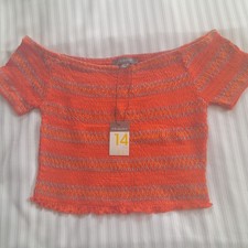 Ladies Orange Ribbed Stretchy