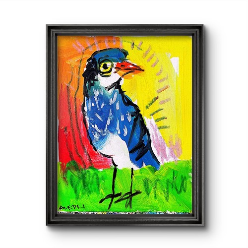Aleph hand painted bird 9x12 - painted,