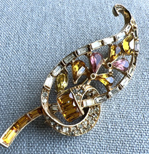 Vintage Large Rhinestone Leaf