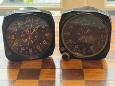 Two Waltham CDIA 8 Day 24 Hour Aircraft Clocks WW2