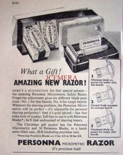 'PERSONNA' Safety Razor & Blades Shaving Advert : Small 1949 Print