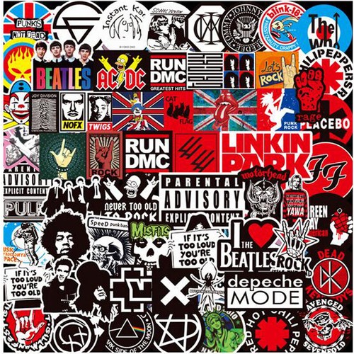 100x rock roll stickers - stickers, pack