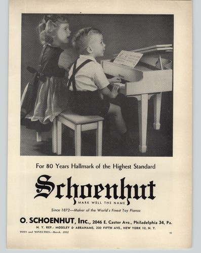 1952 paper schoenhut toy - ad,