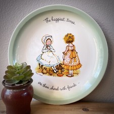 Vtg Holly Hobby Friends Sewing 70s Girls Wall Decor Cottage Core Plate Green