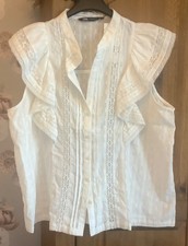 Zara white Broderais ruffle