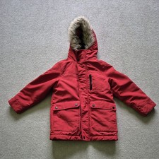 Boys Next Rust Hooded Winter Coat Age 7 (Height 122cm) in VGC 