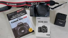 Canon EOS 60D Body Only Digital SLR Camera, 2 manuals, battery, strap & charder