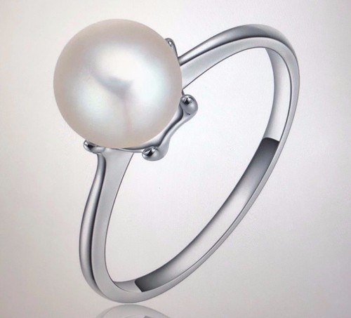 Silver simulate pearl ring - silver,