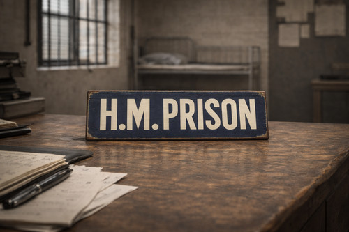 Prison sign vintage style - hm,