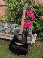 VINTAGE V400BK ACOUSTIC GUITAR BLACK DREADNOUGHT 6 STRING 