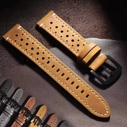 Vintage racing leather watch - leather,