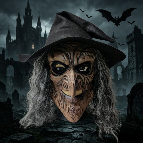 Creepy old witch mask - old,