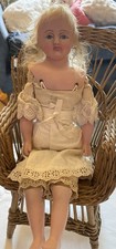 ANTIQUE POURED WAX DOLL, 14 1/2” Tall