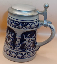 Vintage ceramic beer stein  with metal lid design dancing couple West Germany