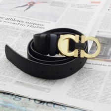 Ferragamo Belt Reversible Black/Blue 120cm+ Gold Horseshoe buckle