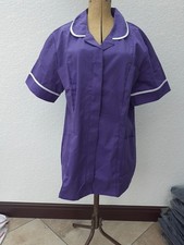 Alexandra Nurses Tunic Size 116 (24) Purple White Trim Short Sleeves Pockets