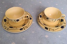 2 X Poole Pottery Omega Design by Fenella Mallalieu Cups & Saucers Tea Plates 