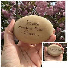 Hand Carved Wooden Oval Here