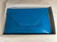 Vintage Jacques Vert blue premium leather clutch bag in box & original packaging