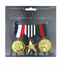 MILITARY MEDALS PACK x3 Piece Plastic Medal Fancy Dress Replica Kids Toy Costume