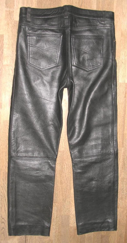 Men leather jeans black - men's,
