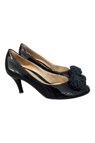 Gabor black patent court shoes - black,