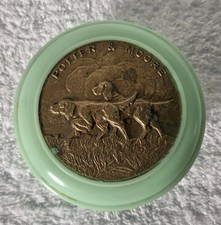 🔶VINTAGE POTTER & MOORE SHAVING SOAP CONTAINER ART DECO BAKELITE HUNTING DOGS 