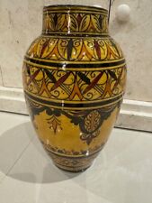 Vintage Large Moroccan Glazed Safi Vase Pottery Art Handmade Hand painted