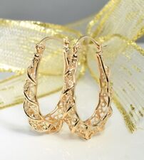 9K Gold Filled Ladies Classic Oval Creole Hoop Earrings 34 - 39mm Xmas Birthday