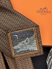 Hermes silk Tie 7 H Awooooo! - New In Box