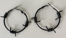 Black barbwire hoops earrings - hoops,