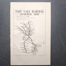 Original 1919 Map Of Taff Vale Railway General Map