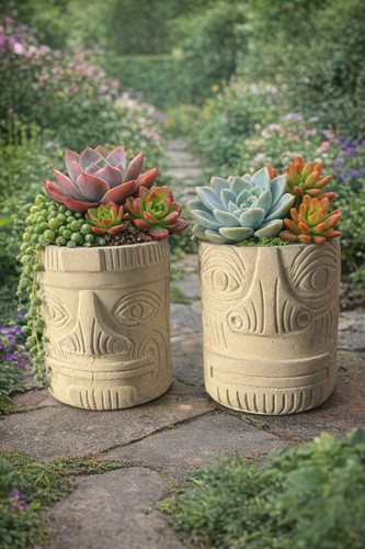 Handmade tiki head concrete - head,