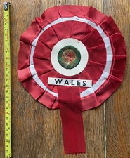 1960s/70s Vintage WALES Large 'Red Dragon' ROSETTE. 28cm x 20cm. Very good.
