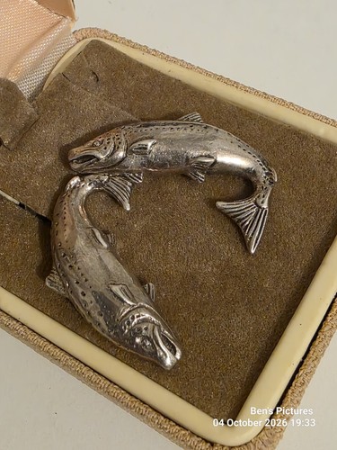 Trout fishing cufflinks silver - cufflinks,