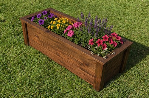 Wooden garden planter trough - garden,