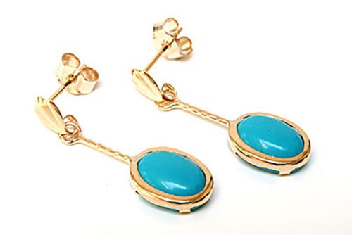 9ct gold turquoise - 9ct, drop
