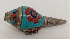 Vintage Tibetan Conch Shell Shanka Decorative Collectable Ceremonial 15cm