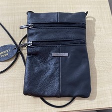  Lorenz Black Leather Cross Body Bag Mini Bag Patchwork 