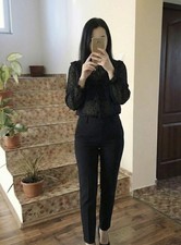 ZARA Blouse Top XS Black Lace