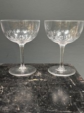 Pair of antique or vintage Lens Cut Glass Champagne Saucers