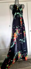 Stunning Black Multi Floral Print Strappy Maxi Dress. Size 8