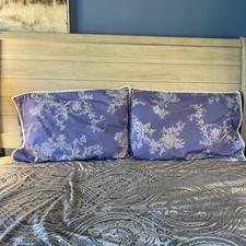 Purple And White Toile Square Pillow Cover 100% Cotton