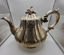 Antique Silver Plated  Teapot with flower design & engraving - Elkington & Co 