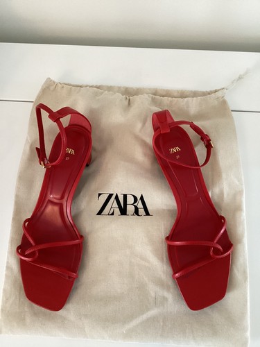 Zara red block heel - zara, sandals