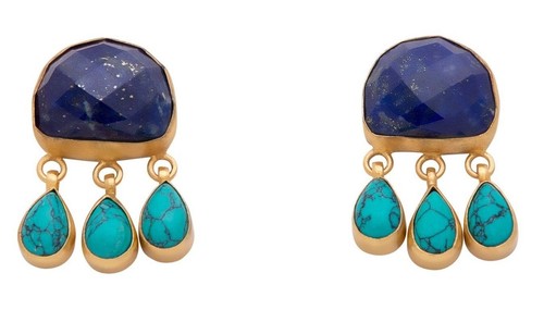 Turquoise lapis earrings - turquoise,