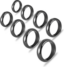 Voarge 8 Pcs Hematite Rings, for Women Mens Couples, Friendship Engagement Wedd